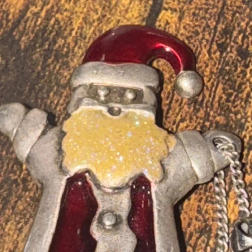TC Festive Santa Brooch - Red and Silver